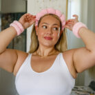 LostinthemomentheadbandandwristbandsetinPink1