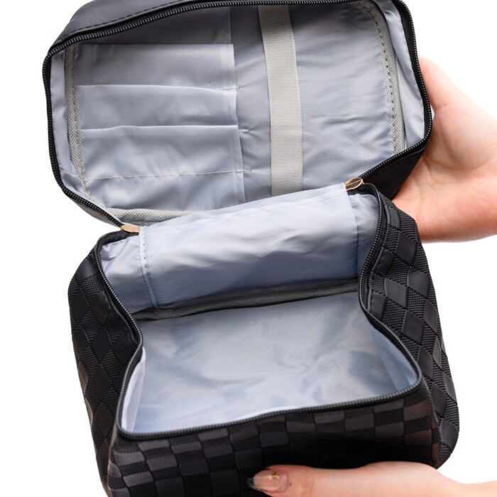 SubtlyCheckedCosmeticBagssetof4inBlack1