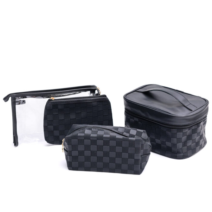 SubtlyCheckedCosmeticBagssetof4inBlack2