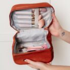 SubtlyCheckedCosmeticBagssetof4inBrown2